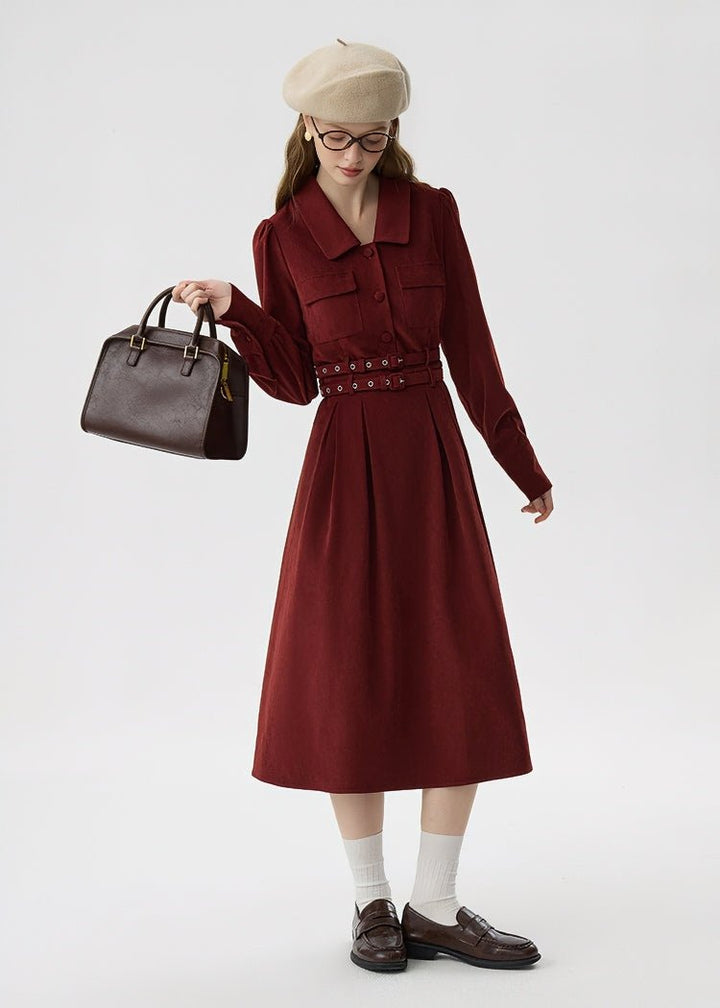 WAIST DOUBLE BELT SHIRT DRESS - ANLEM