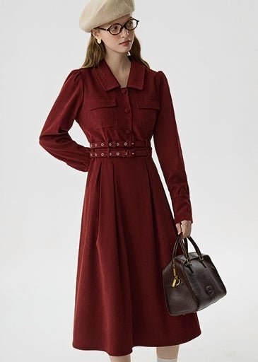 WAIST DOUBLE BELT SHIRT DRESS - ANLEM