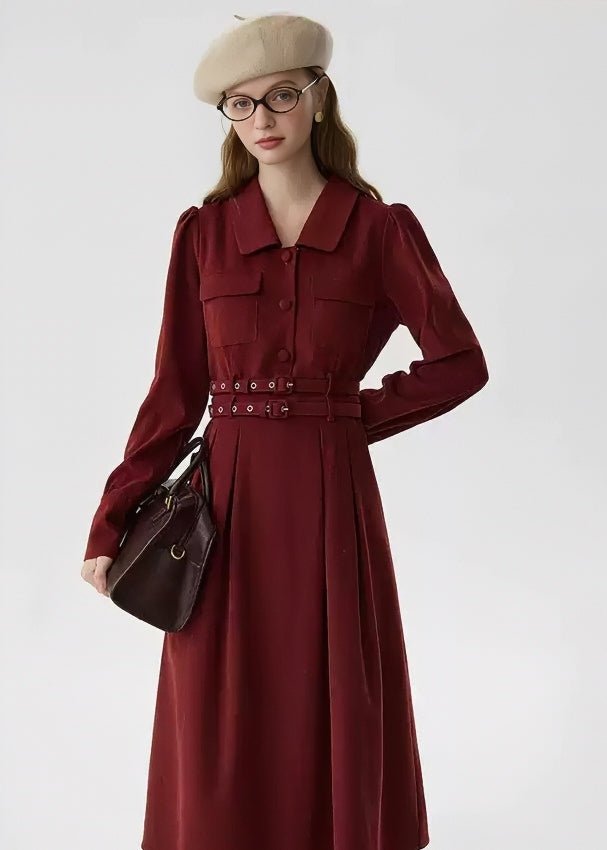 WAIST DOUBLE BELT SHIRT DRESS - ANLEM