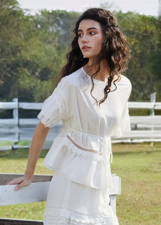 WAIST LACE SHORT SLEEVE SHIRT - ANLEM