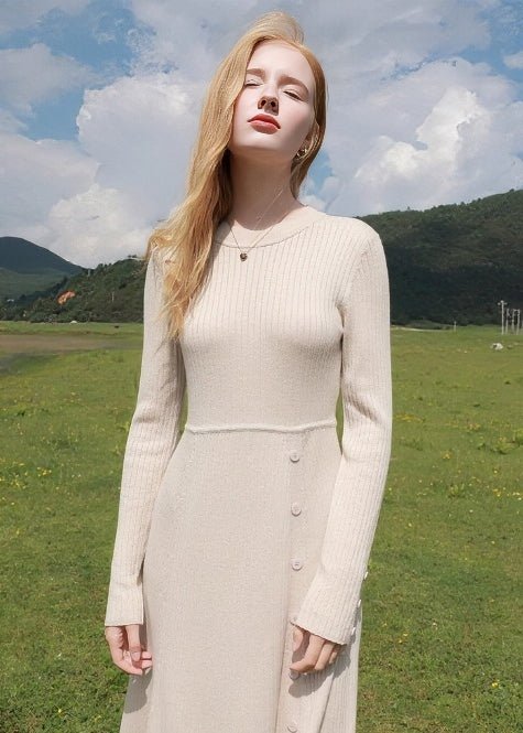 WAIST - SWITCHED SLIM KNIT DRESS - ANLEM