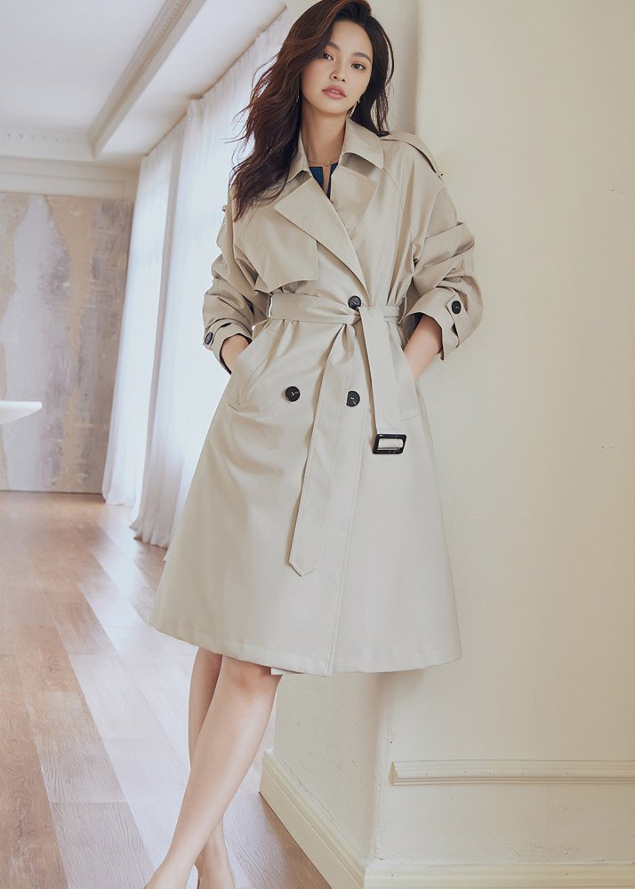 WAIST TIE MIDI TRENCH COAT - ANLEM