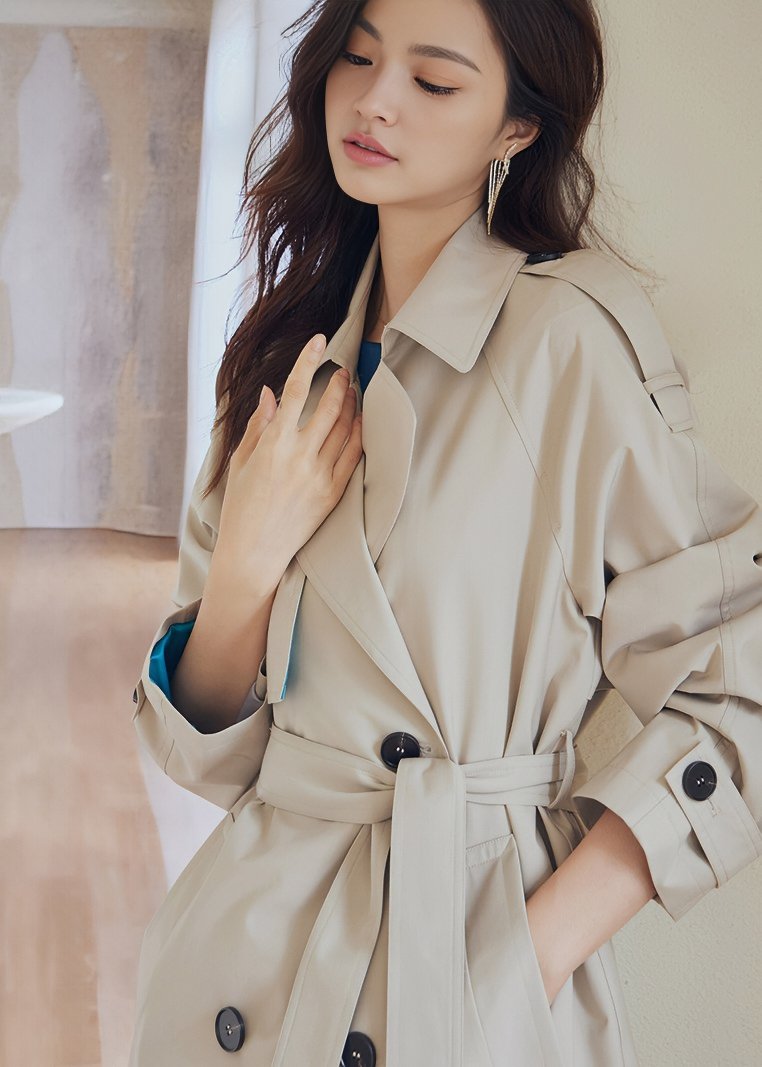 WAIST TIE MIDI TRENCH COAT - ANLEM