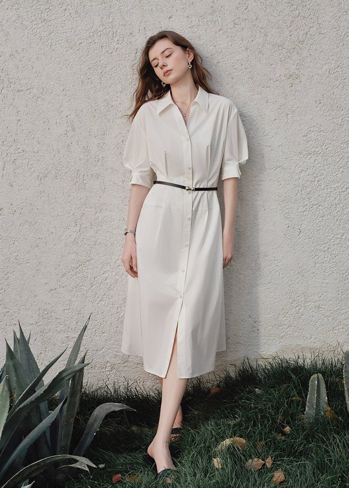 L'Or Waist tuck shirt dress カーキブラウン L'Or Waist tuck Shirt Dress L'Or Waist tuck shirt dress