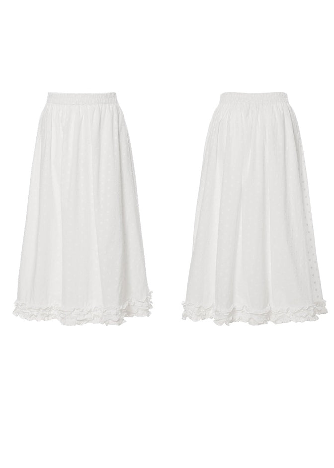 WHITE LONG UMBRELLA SKIRT - ANLEM