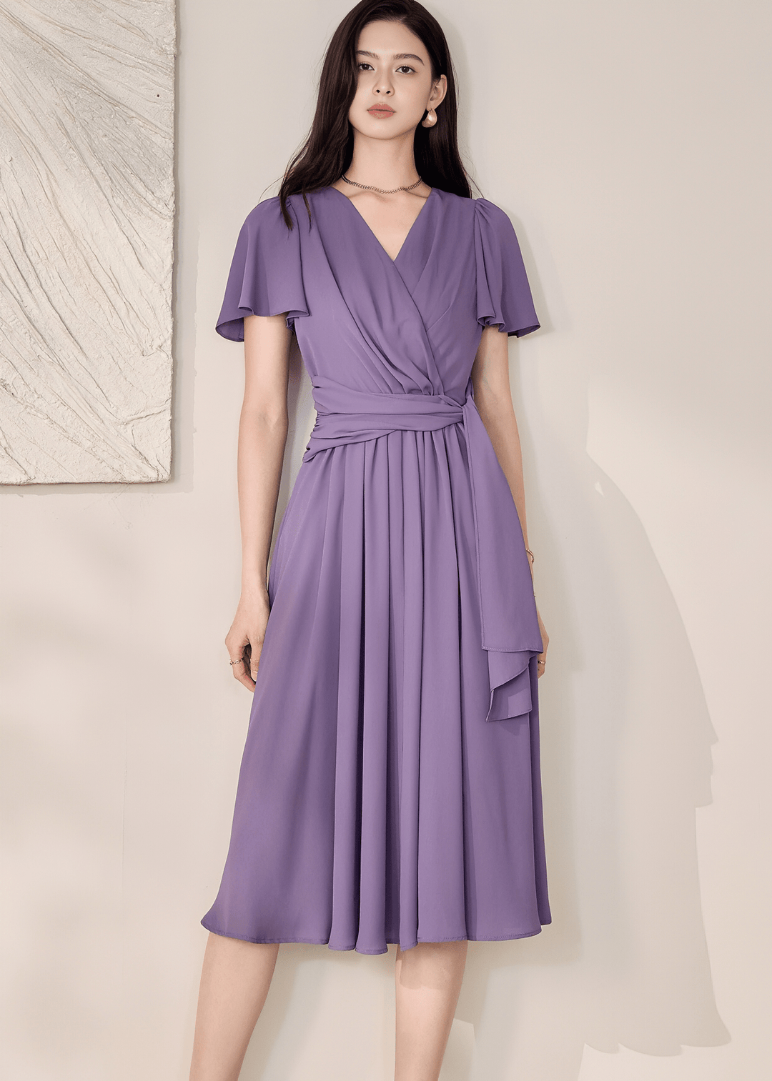 WRAP-FRONT MIDI DRESS - ANLEM