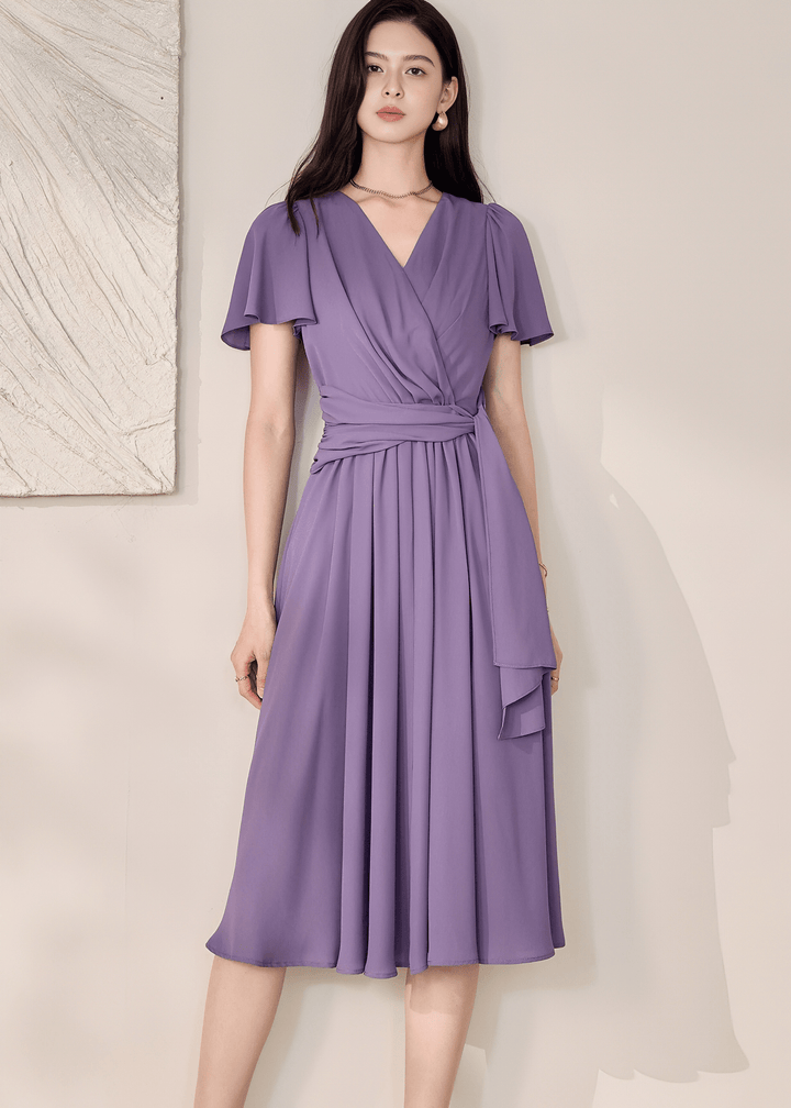 WRAP-FRONT MIDI DRESS - ANLEM