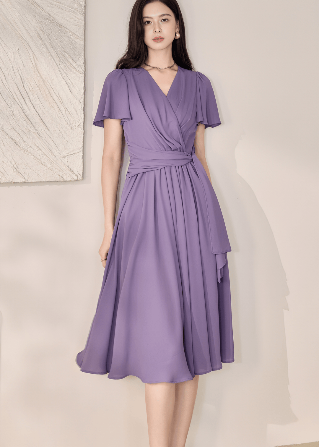WRAP-FRONT MIDI DRESS - ANLEM