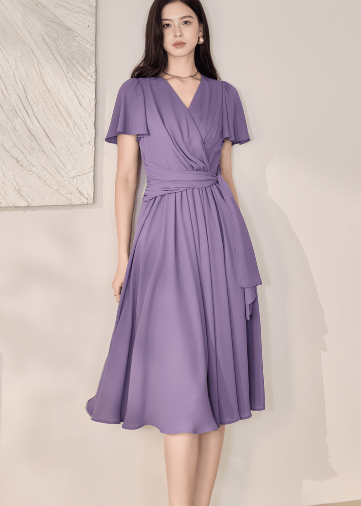 WRAP-FRONT MIDI DRESS - ANLEM