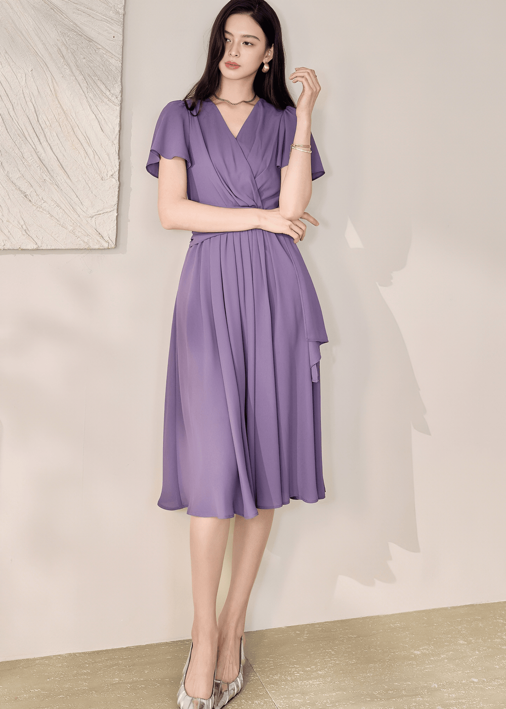 WRAP-FRONT MIDI DRESS - ANLEM