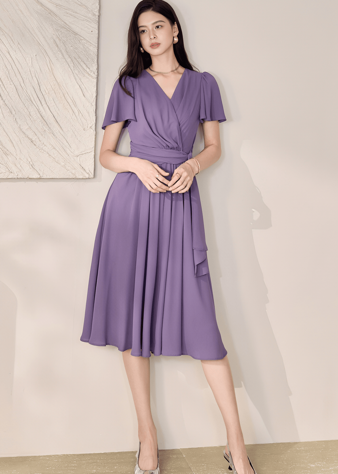 WRAP-FRONT MIDI DRESS - ANLEM