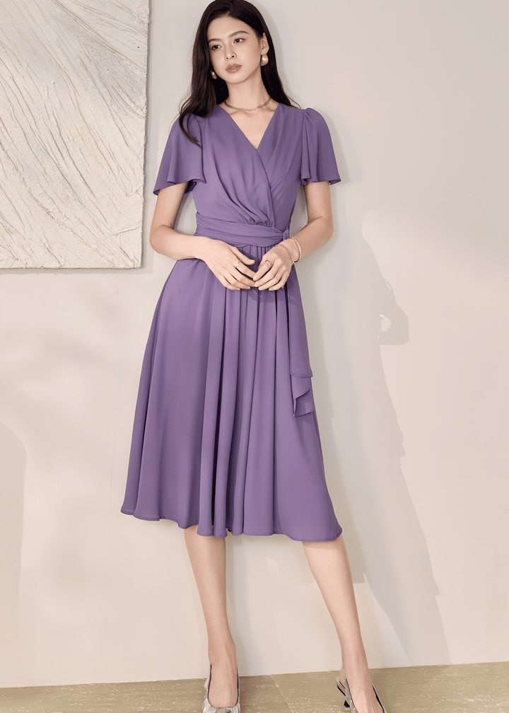 WRAP-FRONT MIDI DRESS - ANLEM