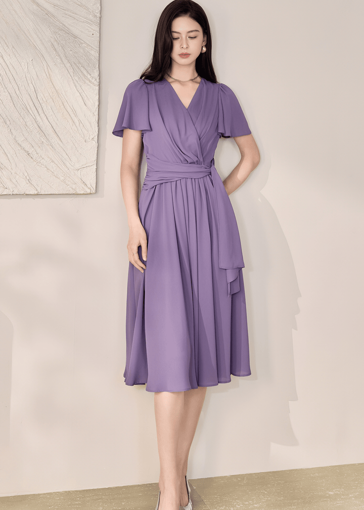 WRAP-FRONT MIDI DRESS - ANLEM