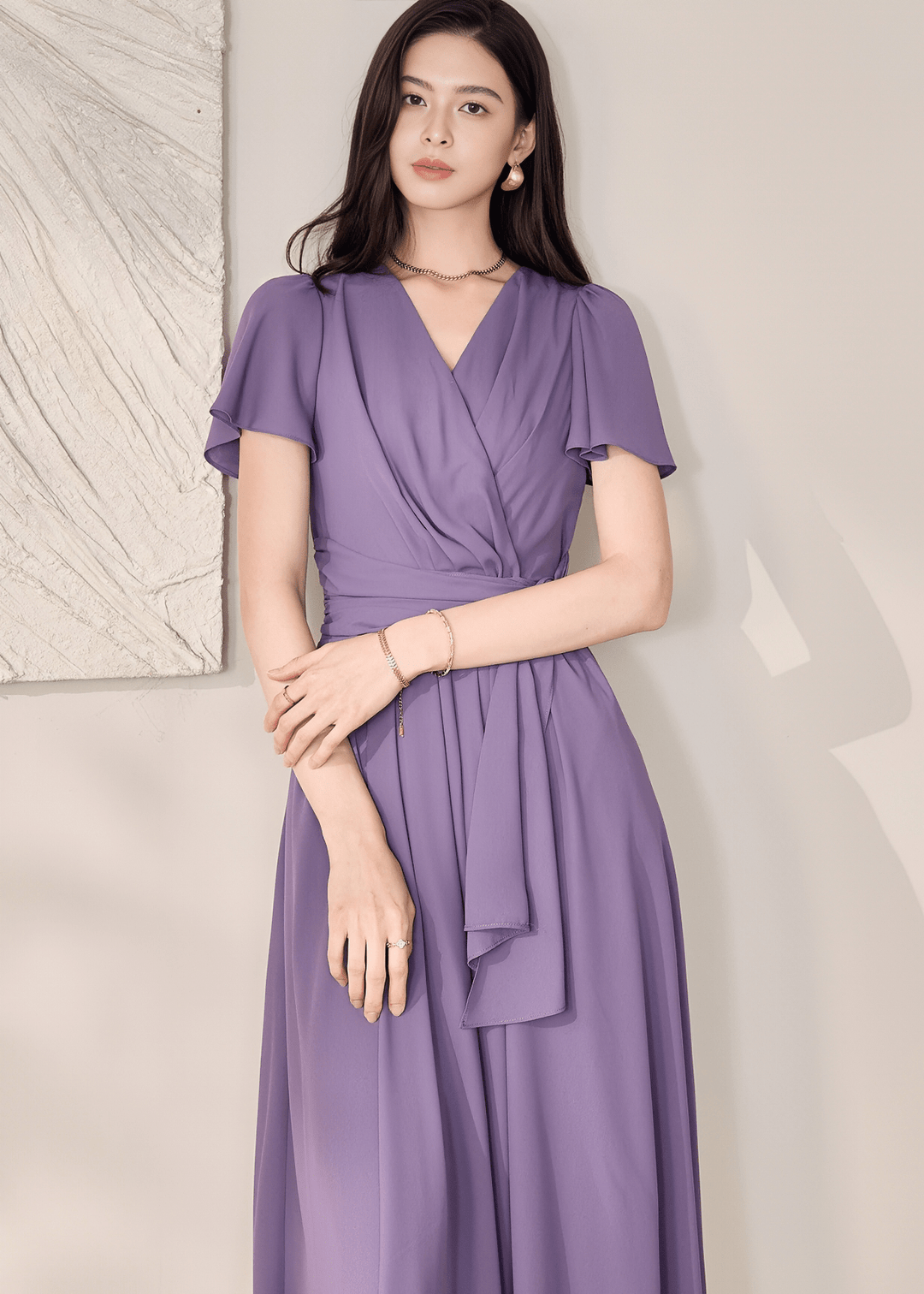 WRAP-FRONT MIDI DRESS - ANLEM