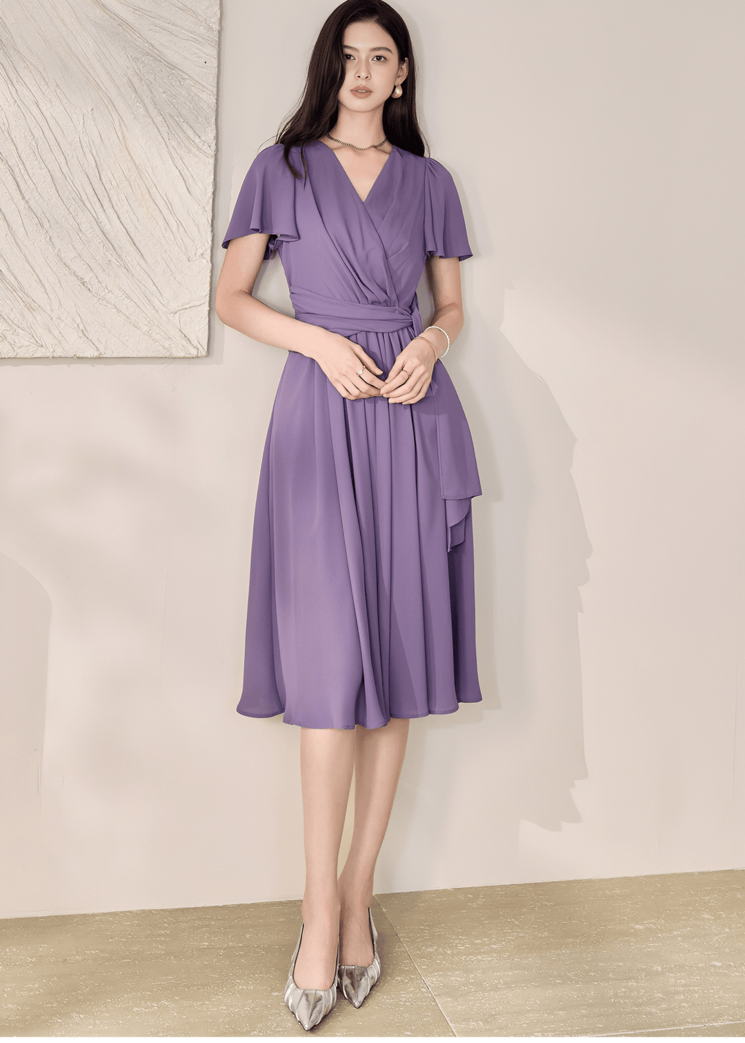 WRAP-FRONT MIDI DRESS - ANLEM
