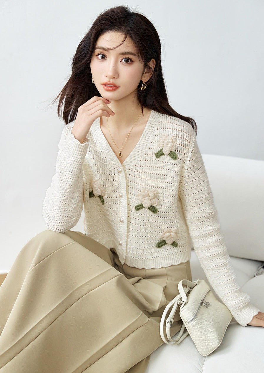 3D FLOWER EMBROIDERY LOOSE KNIT - ANLEM
