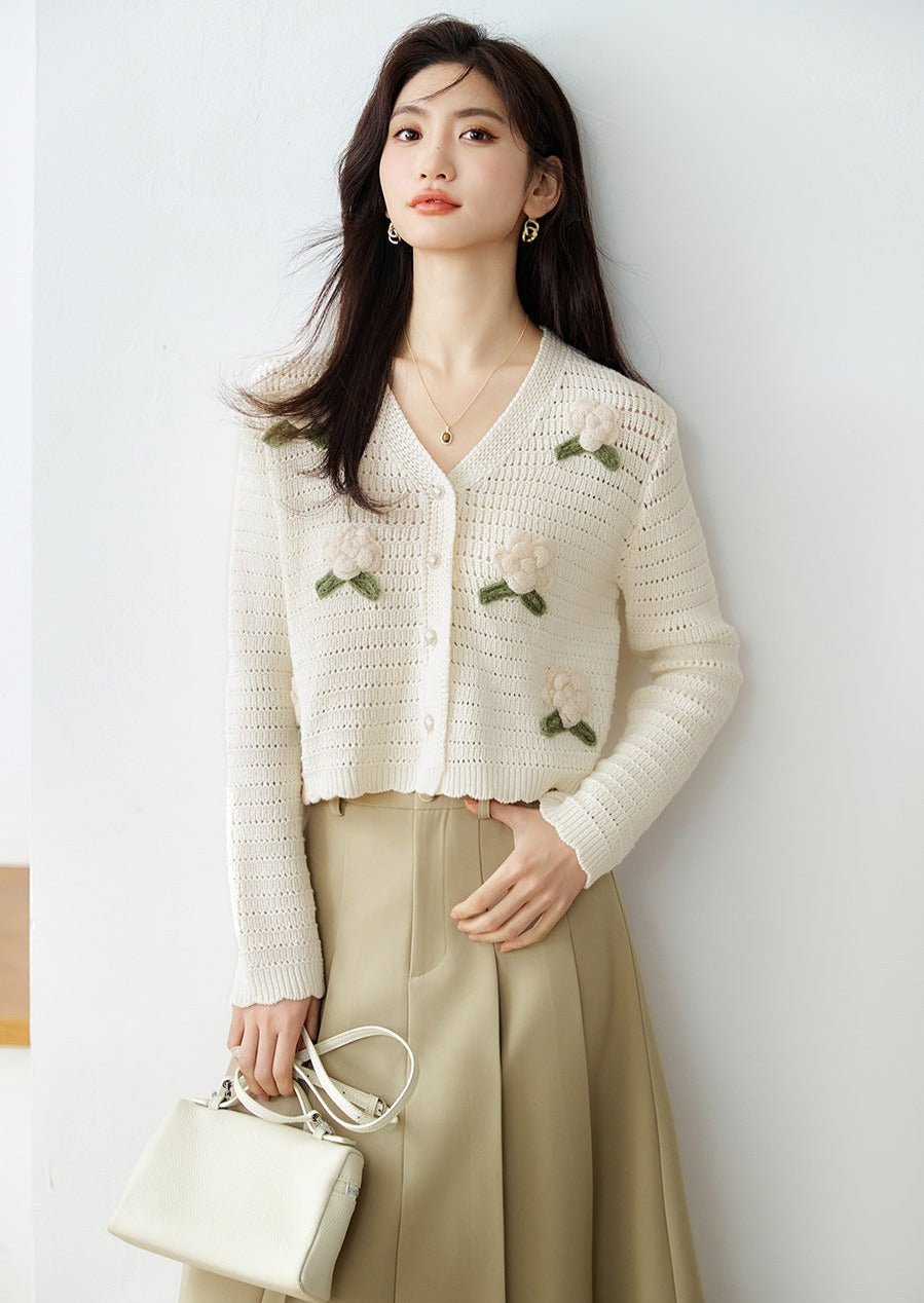 3D FLOWER EMBROIDERY LOOSE KNIT - ANLEM