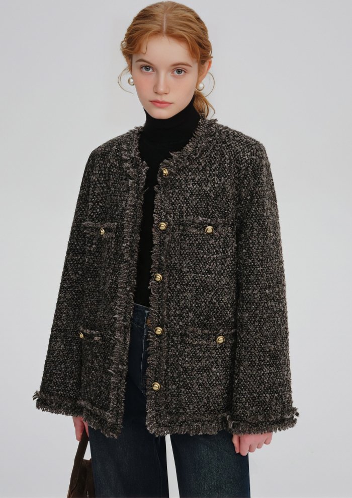 BALL BUTTON TWEED JACKET - ANLEM