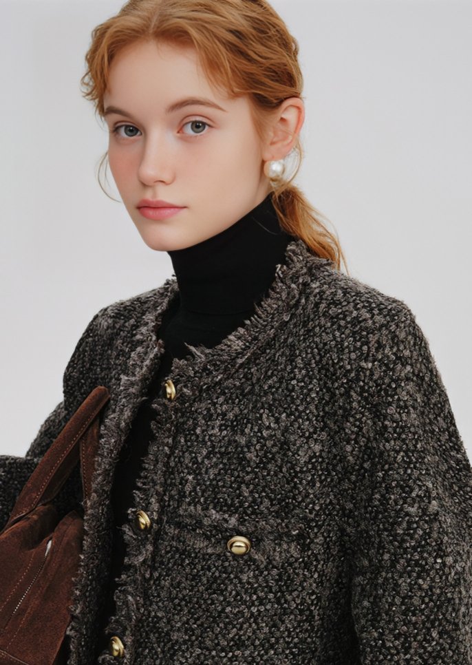 BALL BUTTON TWEED JACKET - ANLEM