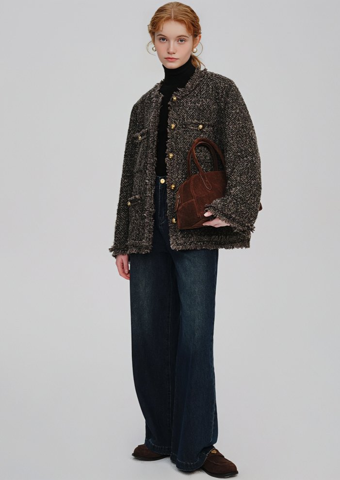 BALL BUTTON TWEED JACKET - ANLEM