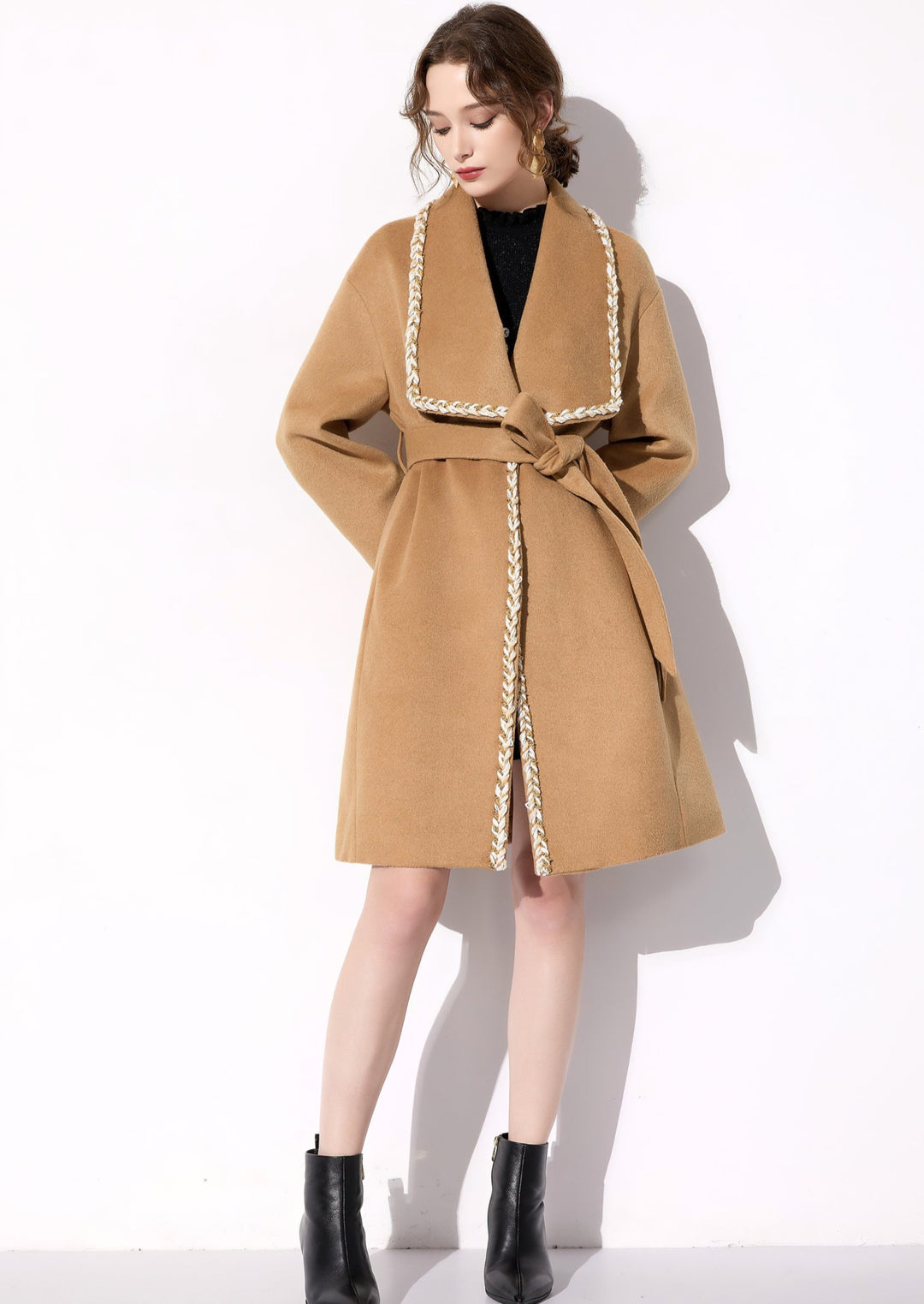 BIG COLLAR OPEN FRONT COAT - ANLEM