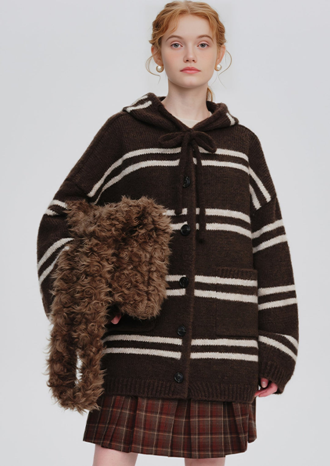 BORDER HOODIE KNIT CARDIGAN - ANLEM