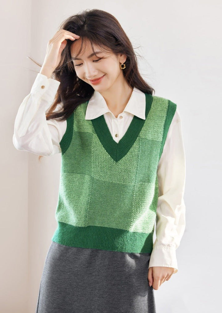 COLLEGE STYLE KNIT VEST - ANLEM