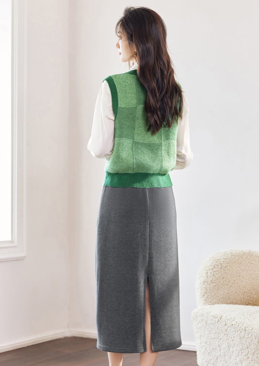 COLLEGE STYLE KNIT VEST - ANLEM