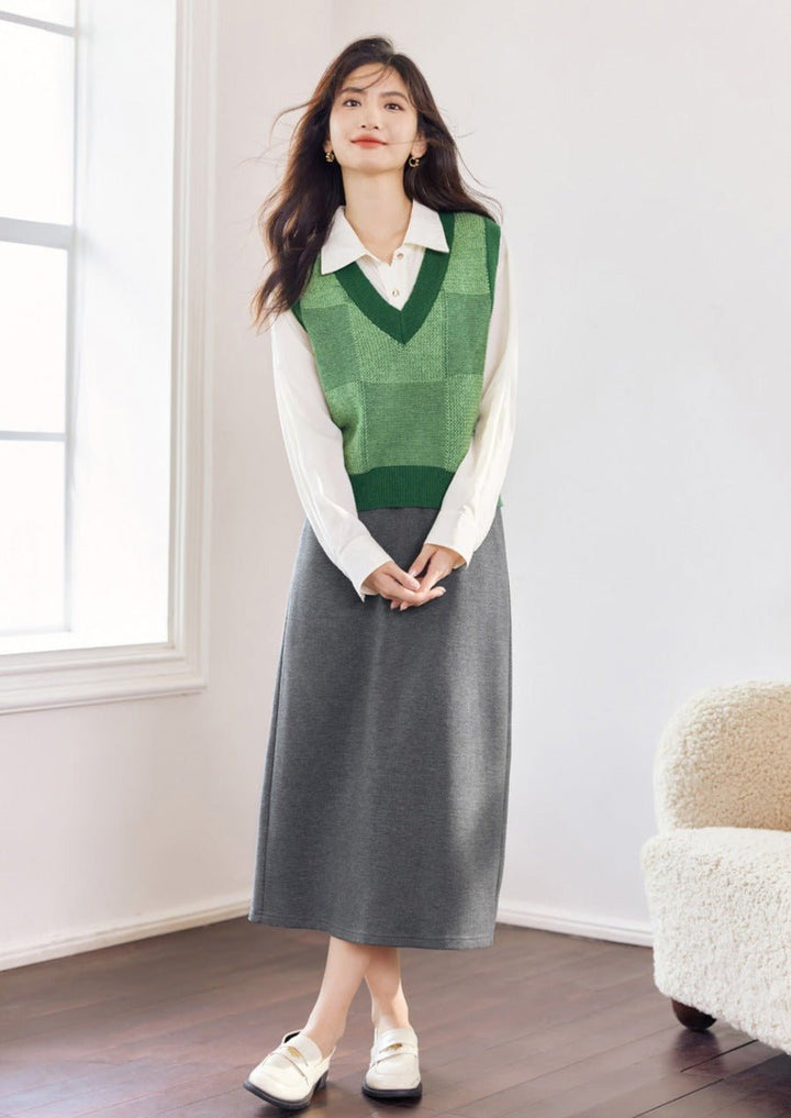 COLLEGE STYLE KNIT VEST - ANLEM