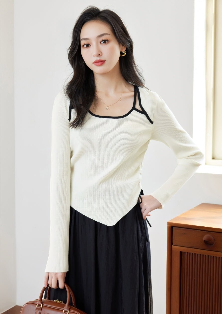 CONTRAST EDGING LAYERED KNIT - ANLEM