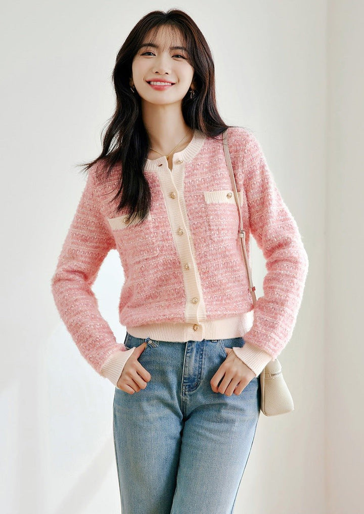 FRENCH GENTLE ROUND NECK KNIT CARDIGAN - ANLEM
