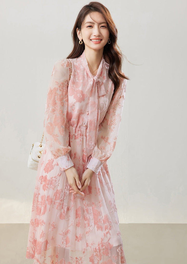FRENCH PINK FLORAL DRESS - ANLEM