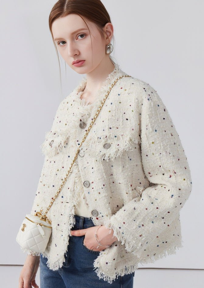 FRENCH ROUND NECK DOT JACKET - ANLEM