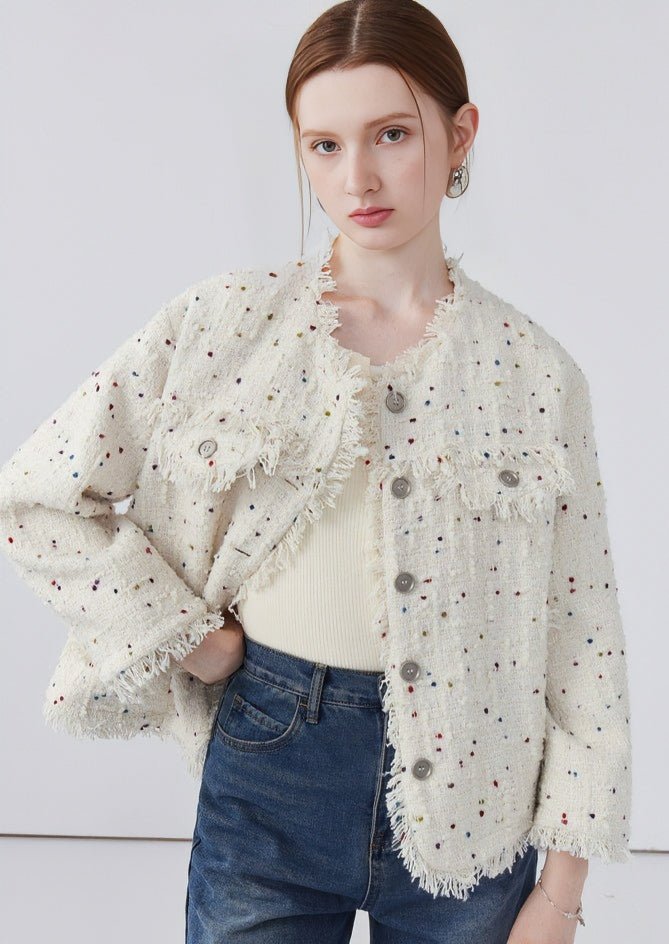 FRENCH ROUND NECK DOT JACKET - ANLEM