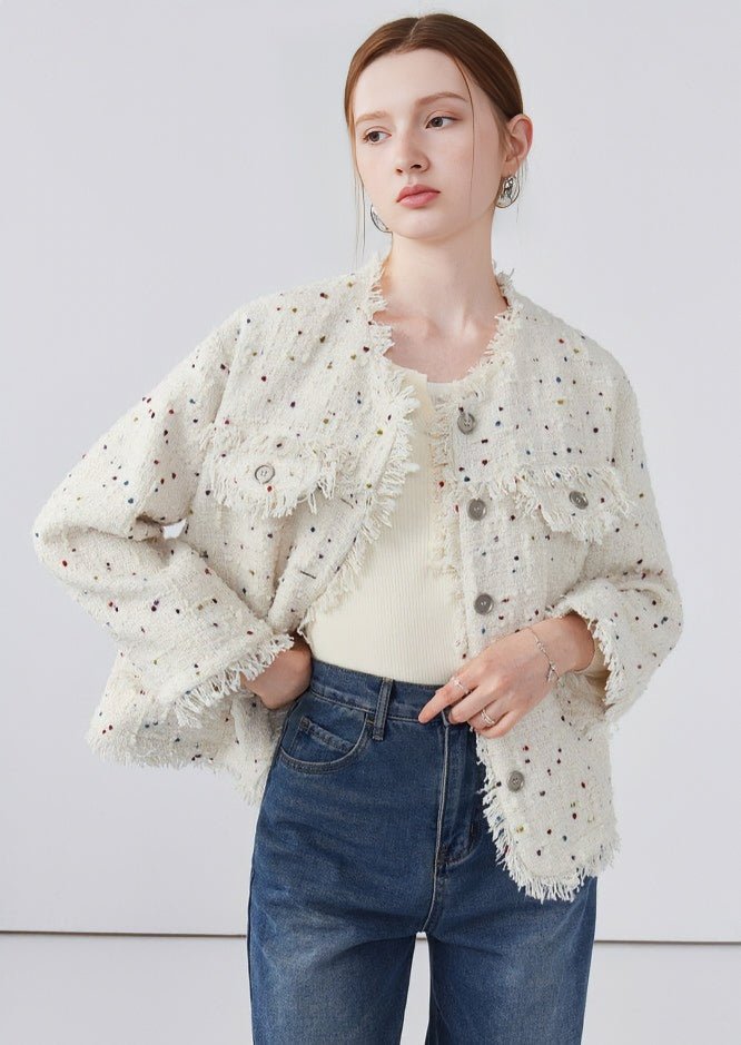 FRENCH ROUND NECK DOT JACKET - ANLEM