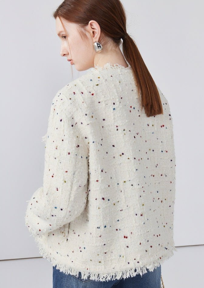 FRENCH ROUND NECK DOT JACKET - ANLEM