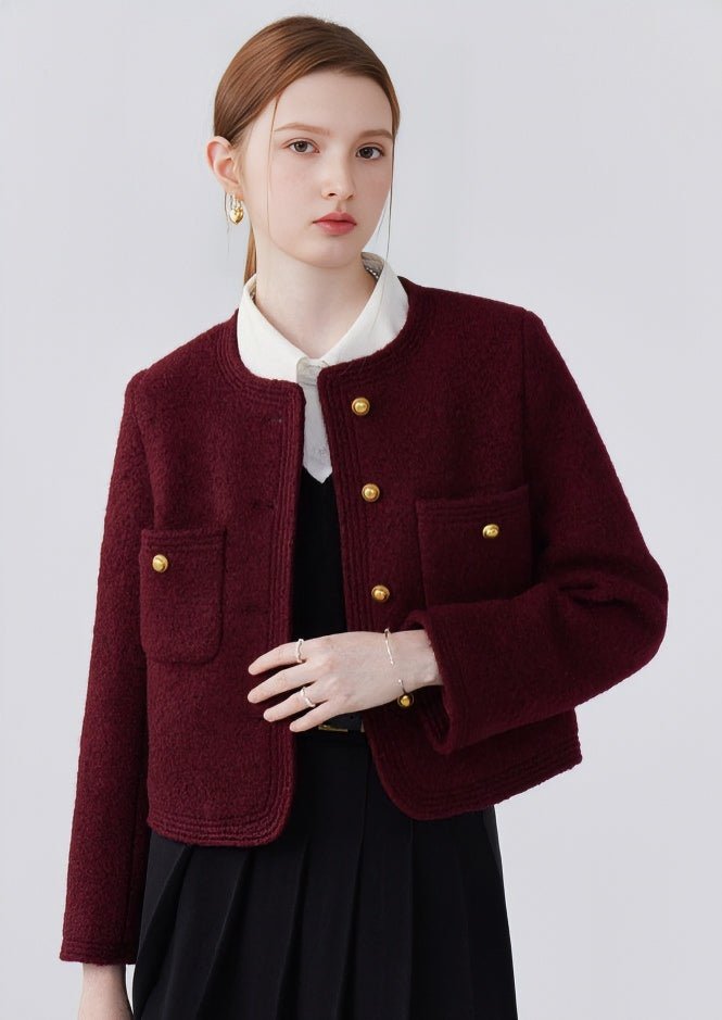 FRENCH ROUND NECK DOUBLE POCKET JACKET - ANLEM