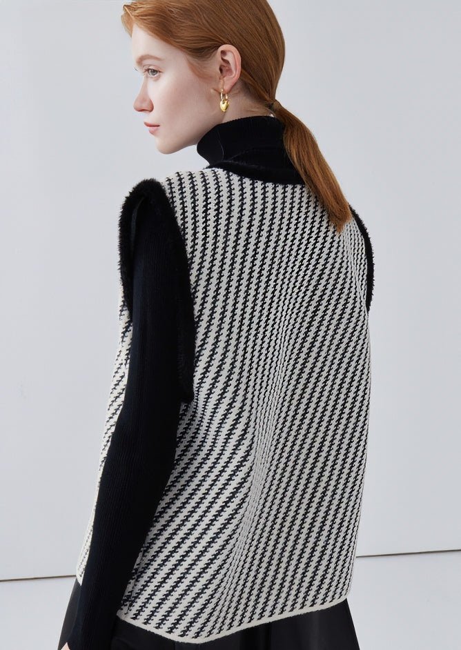 IRREGULAR TWILL HOUNDSTOOTH KNIT VEST - ANLEM