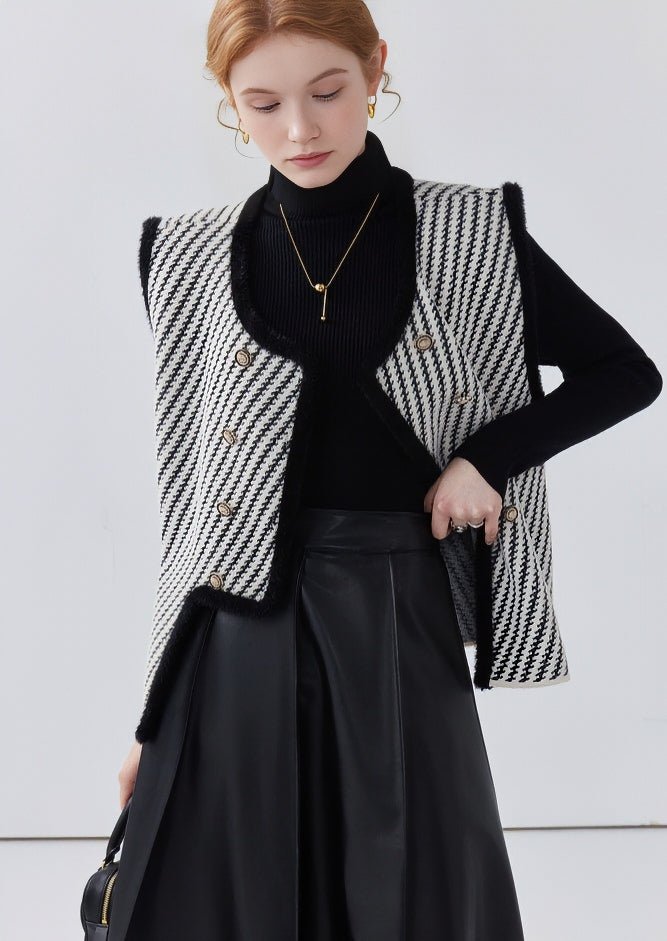 IRREGULAR TWILL HOUNDSTOOTH KNIT VEST - ANLEM