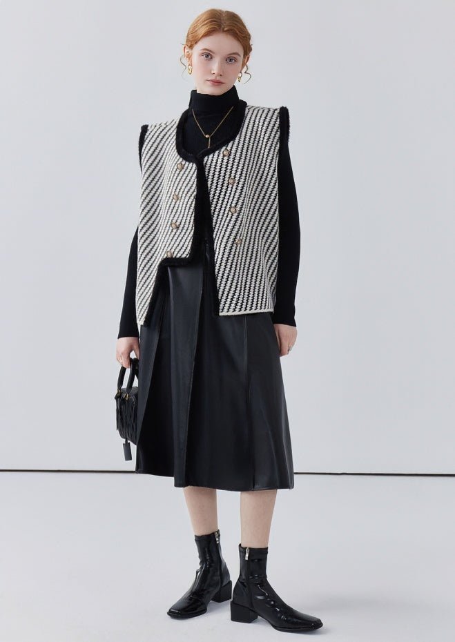 IRREGULAR TWILL HOUNDSTOOTH KNIT VEST - ANLEM