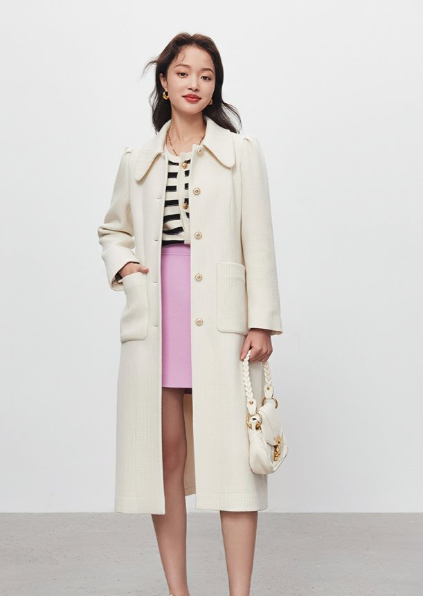 JACQUARD SOUTIEN COLLAR COAT - ANLEM