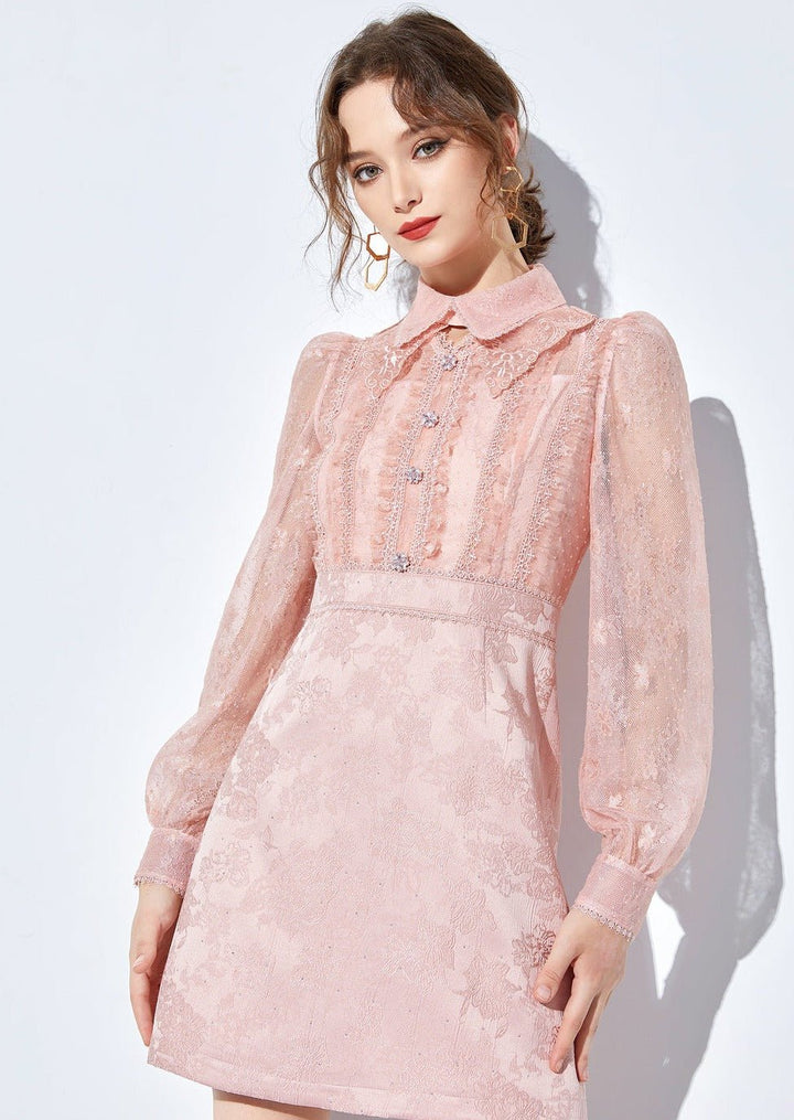 LACE JACQUARD SHIRT DRESS - ANLEM