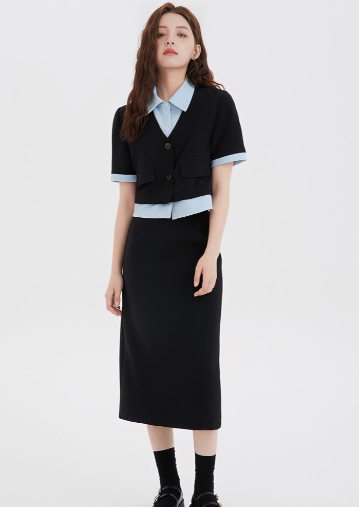 LAYERED SHIRT JACKET&SKIRT - ANLEM