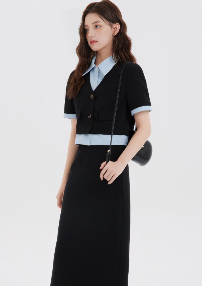 LAYERED SHIRT JACKET&SKIRT - ANLEM