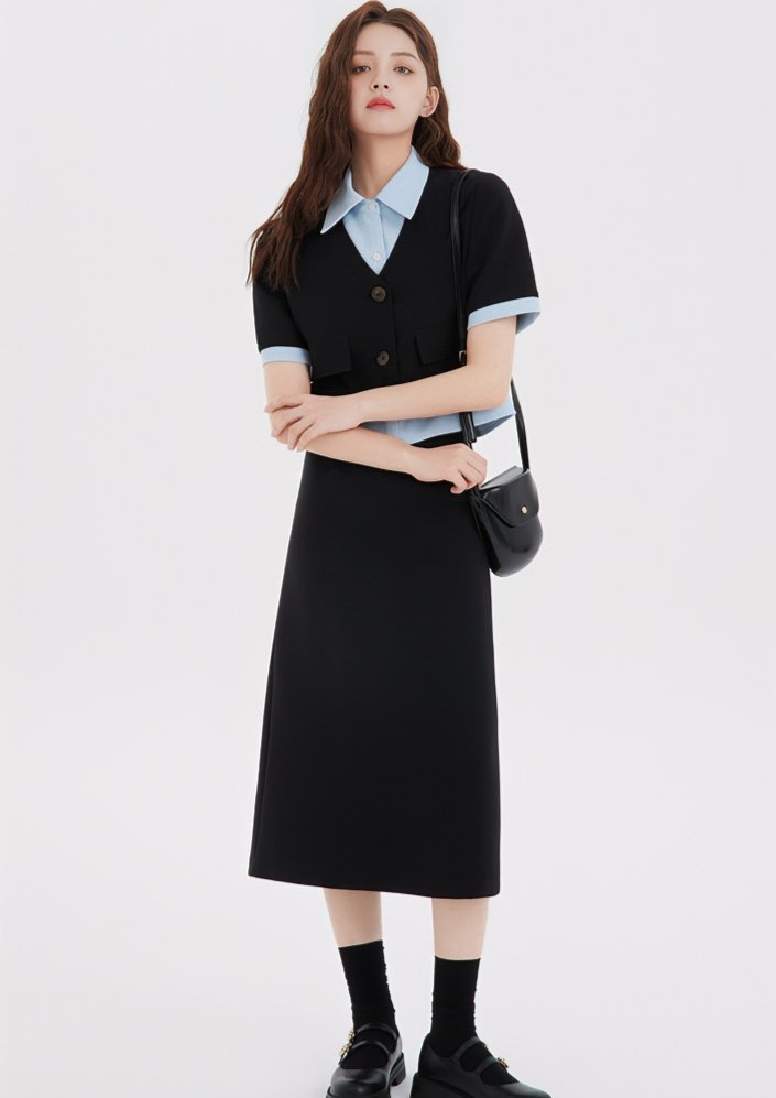 LAYERED SHIRT JACKET&SKIRT - ANLEM