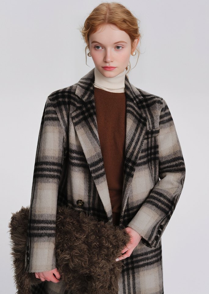 PLAID WOOL CHESTER COAT - ANLEM