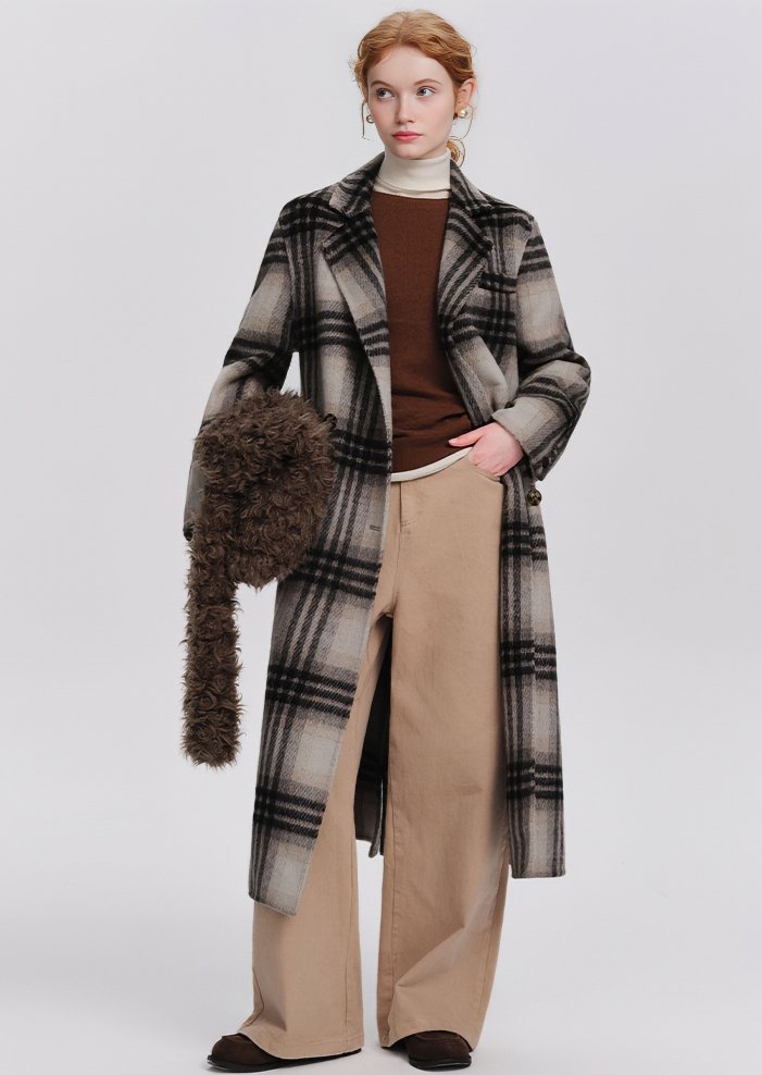 PLAID WOOL CHESTER COAT - ANLEM