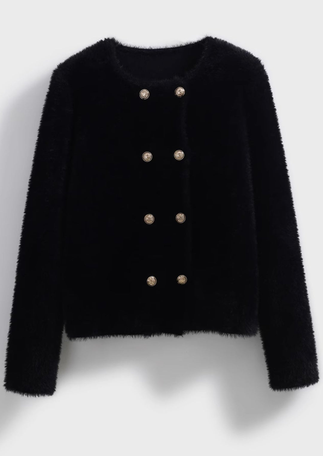 Round Neck Fur Jacket - ANLEM