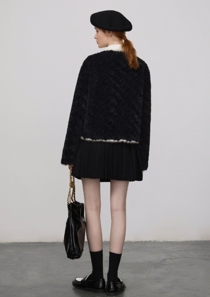 ROUND NECK FUR JACKET - ANLEM