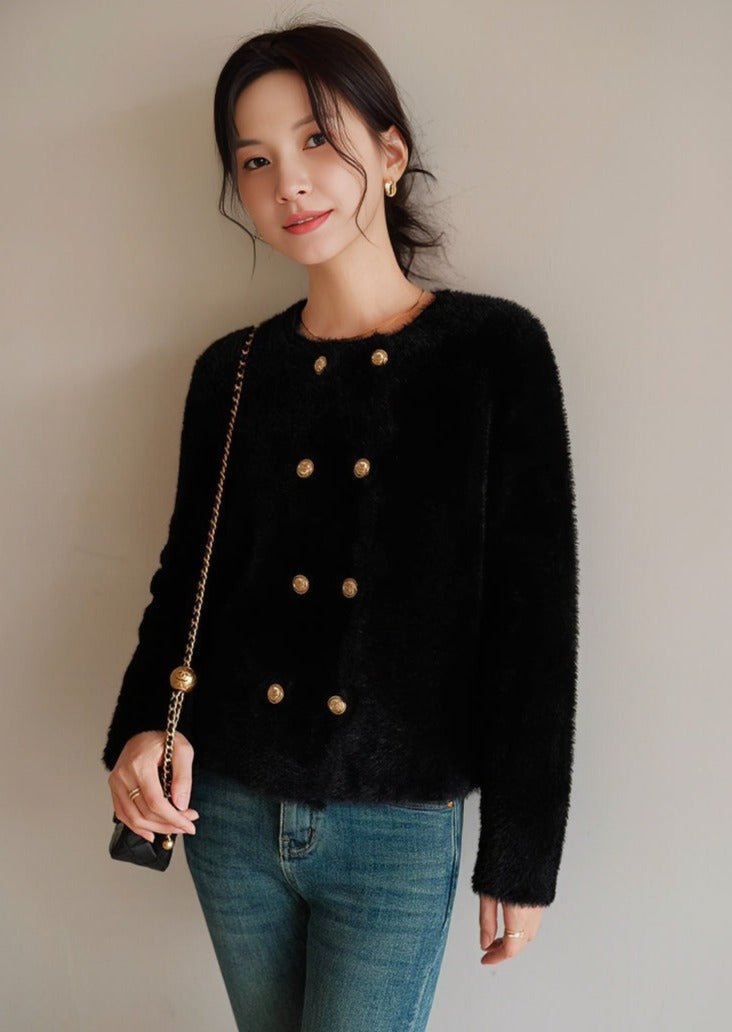 Round Neck Fur Jacket - ANLEM